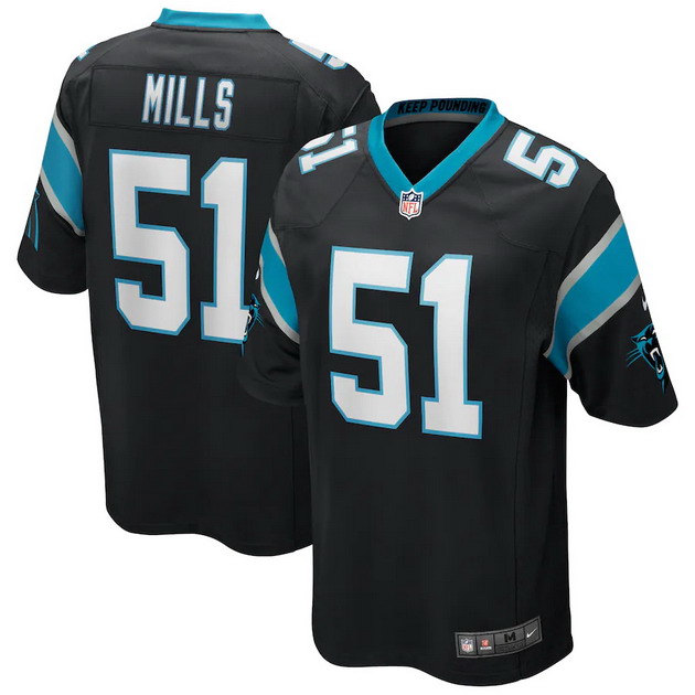 mens nike sam mills black carolina panthers game retired player jersey